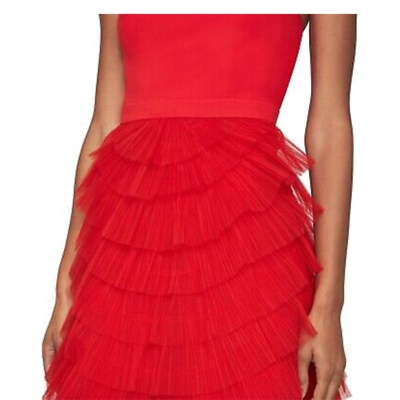 BCBGMAXAZRIA Women’s Red Tulle Mini Cassandra Party Dress Size 10 - Picture 4 of 13